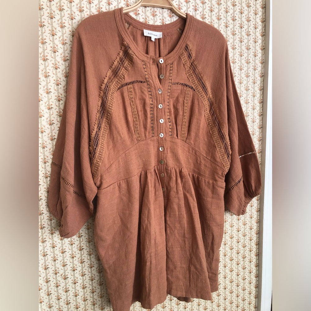 Bohme Campbell Cotton Boho Romper in Russet Brown | Large - Picture 5 of 8